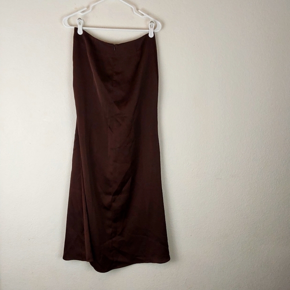 *Commense XS Brown Satin Slip Skirt